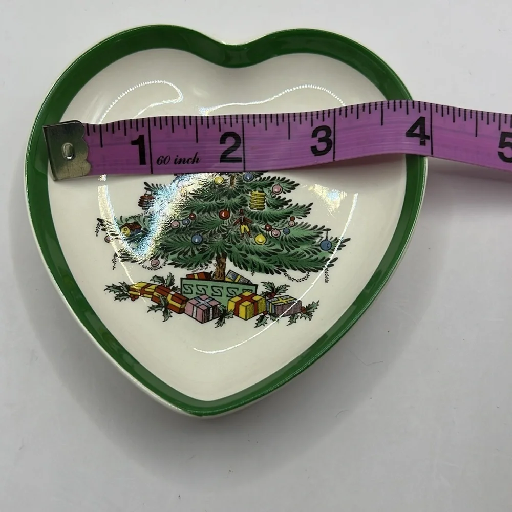 Spode Christmas Tree heart shaped dishes with original box